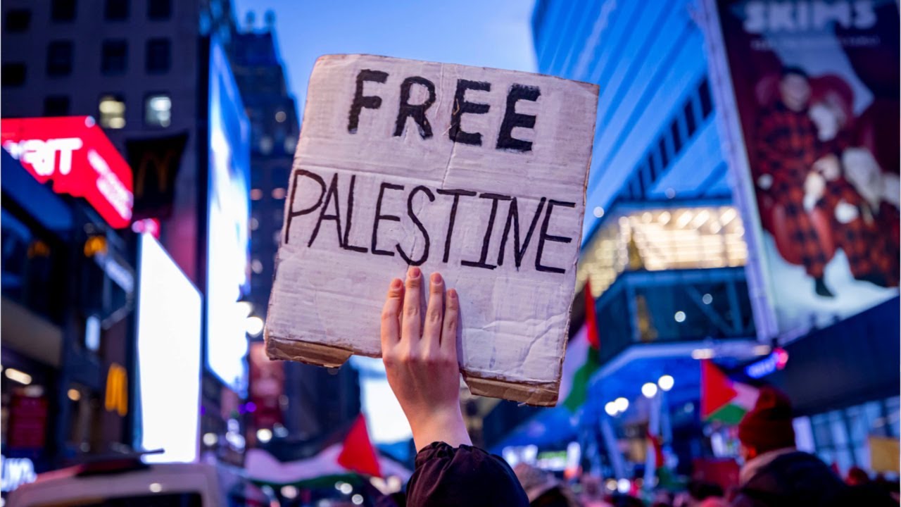 Thousands of pro-Palestine activists swarm the World Trade Centre