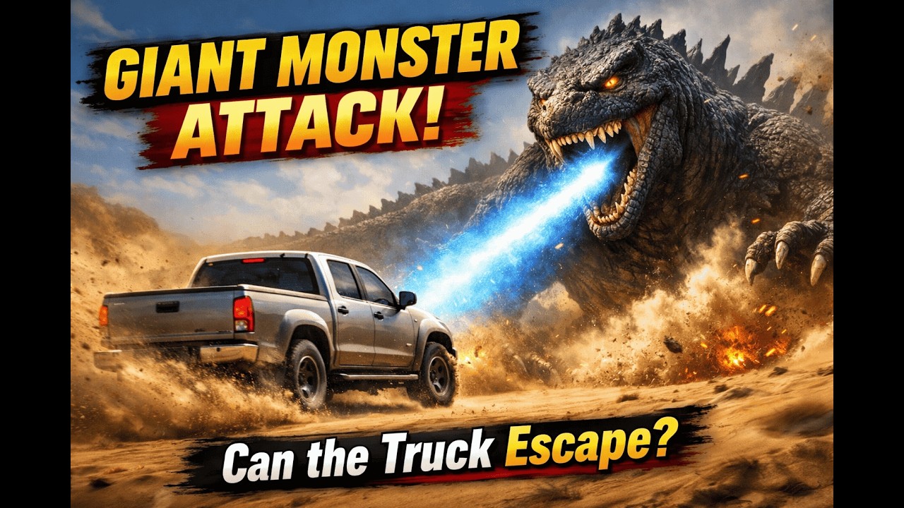 Giant Monster Chases Truck in the Desert! #MagicLoomStudios