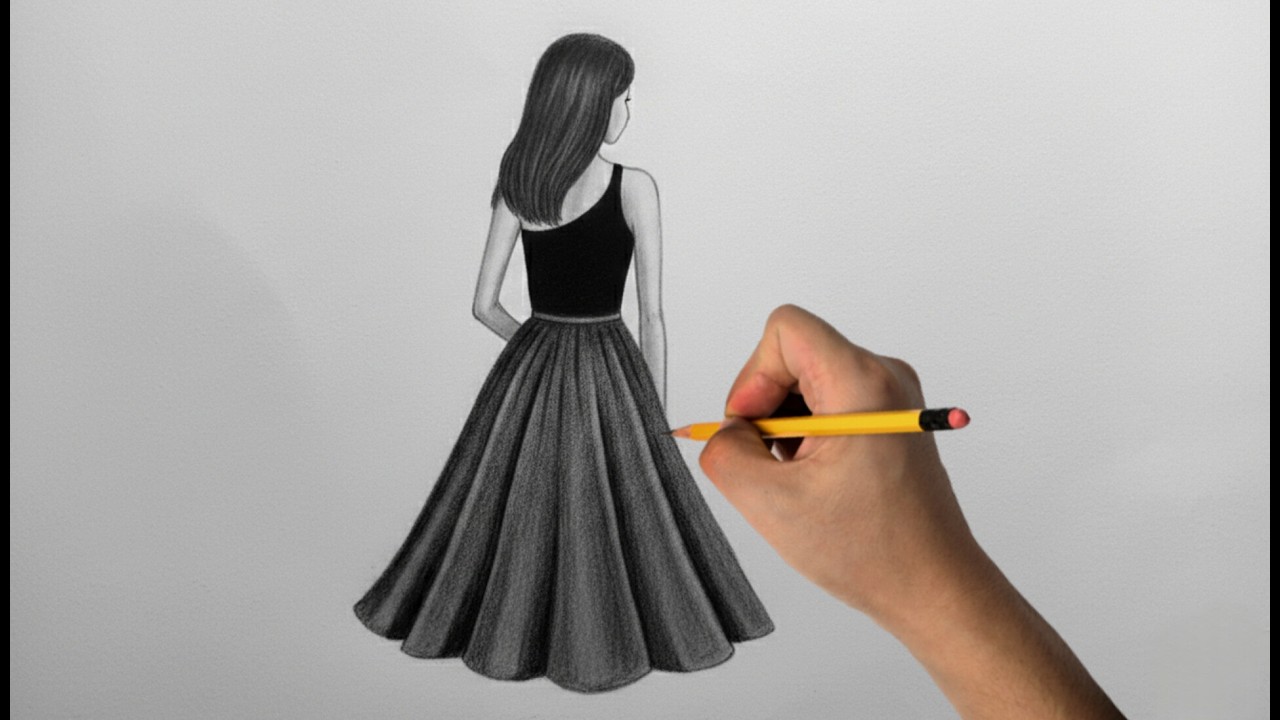 Girl back side drawing| step by step cute girl drawing | drawing tutorial 💃💃