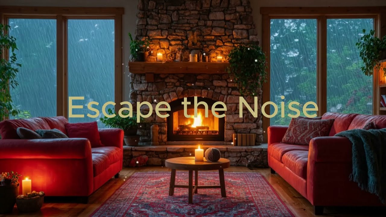 Cozy Rainy Cabin • Fireplace & Rain Sounds for Deep Sleep & Study