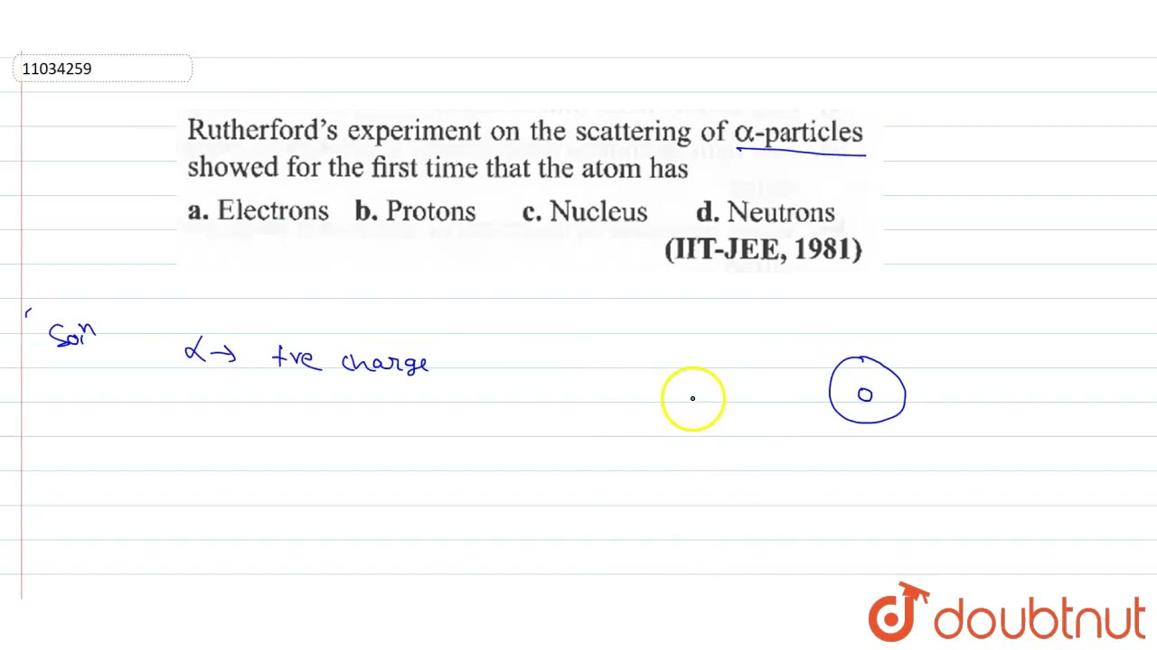 Rutherford's experiment on the scattering of alpha particle showed for the first timethat the at...
