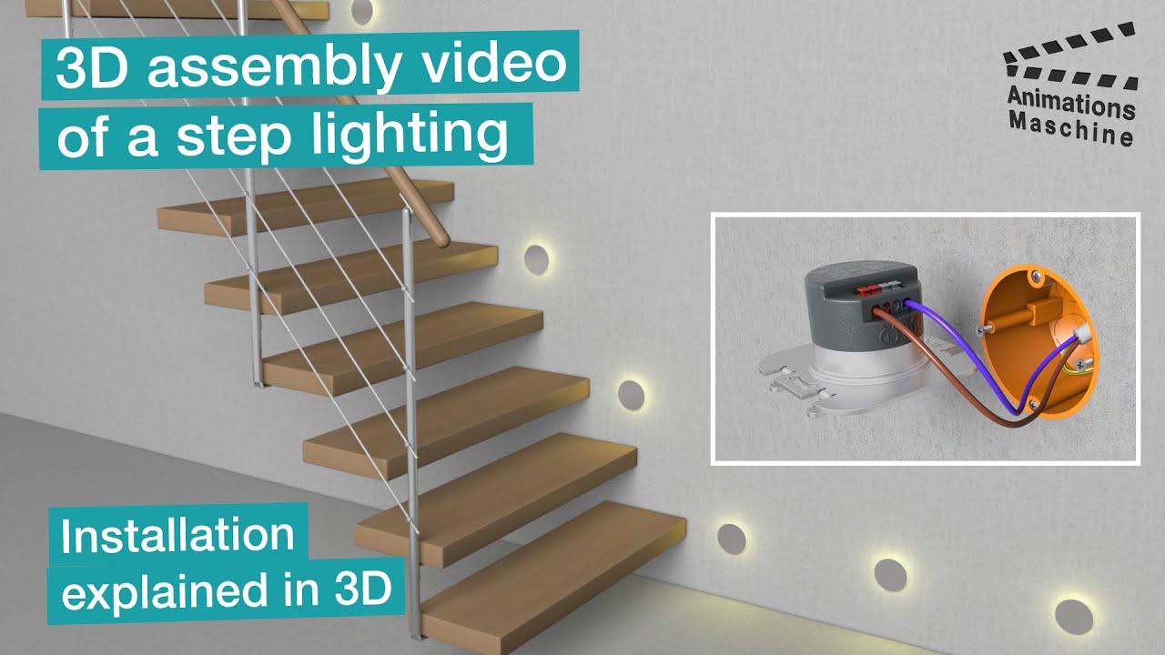 3D assembly video of a step lighting