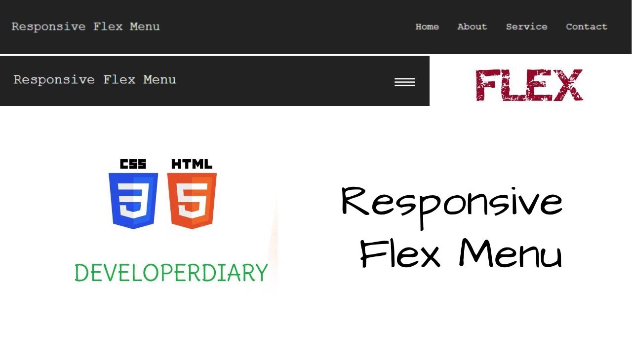 Responsive Flexbox Navigation Menu - For Beginner - 2020 | Developerdiary