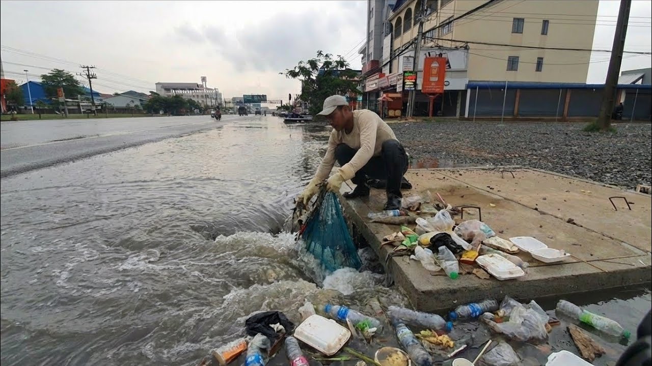 Unclogging a Flooded Culvert Drain After Heavy Rain 🌧️ | Satisfying Cleanup