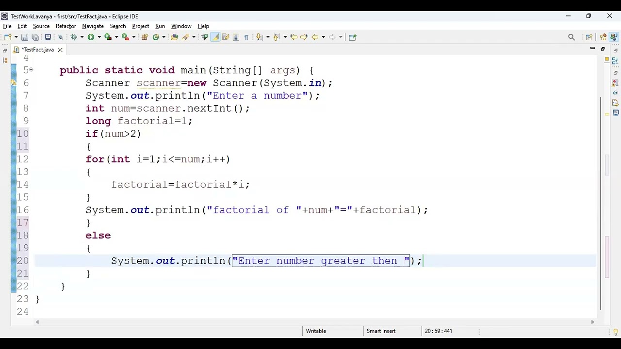 Factorial Program in Java | Java Programming for Beginners