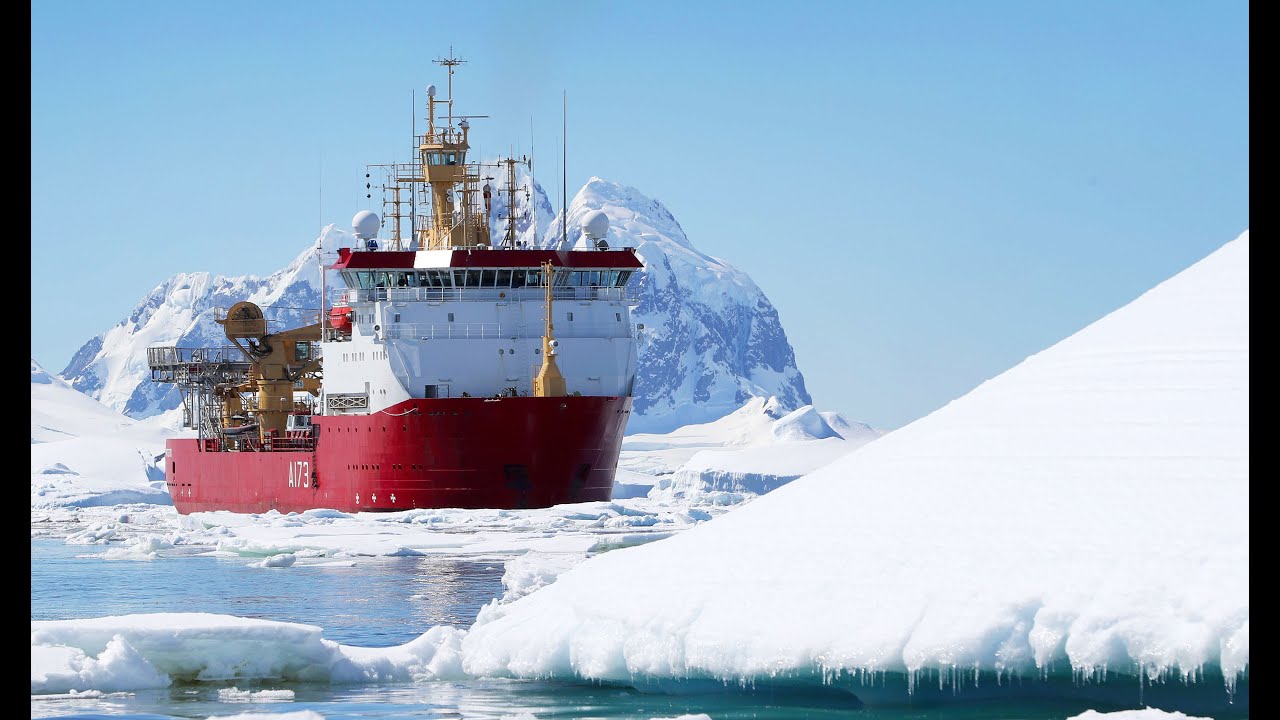 HMS Protector working in the Antarctic with the World Wildlife Fund.