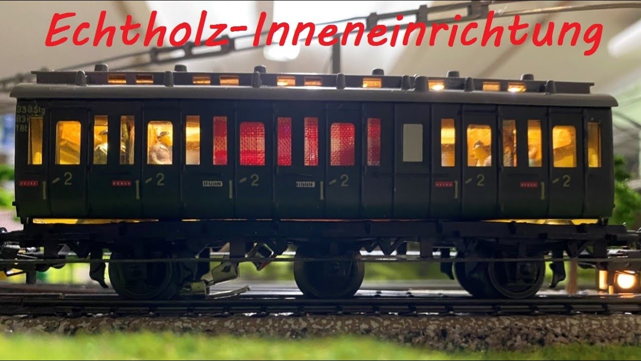 Echtholz-Inneneinrichtung für preußischen Abteilwagen - Märklin M-Gleis Anlage