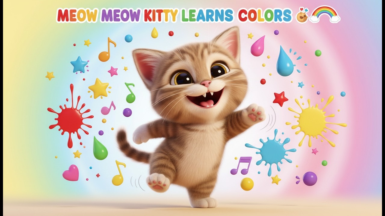 Meow Meow Kitty Learns Colors 🐱🌈 | Colors Song for Kids