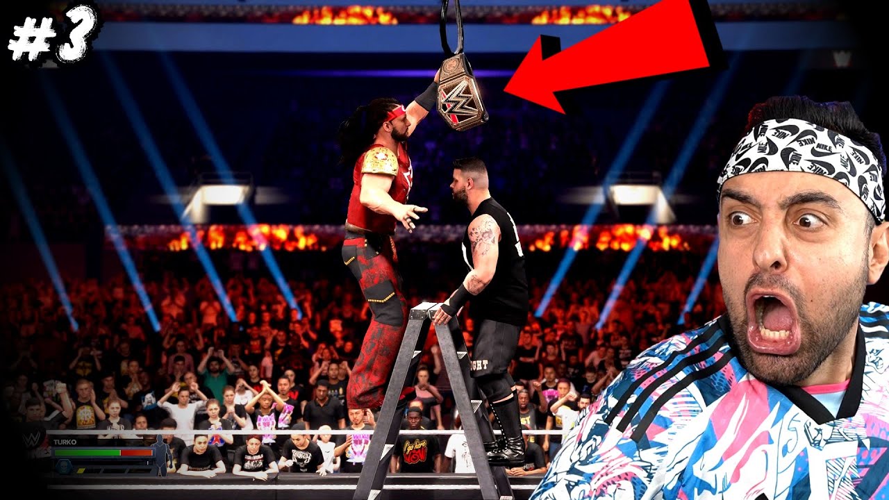 OMG ÇEKTİ ! KEMERİM GİTTİ 😱 MERDİVENE TIRMAN KEMERİ AL ! YİNE KUMPAS ! WWE 2K24 İYİ KARİYER #3