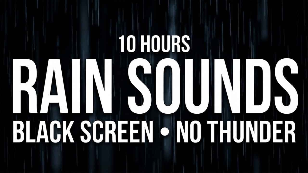 10 Hours Gentle Rain Sounds for Sleeping | Black Screen | No Thunder, No Distractions