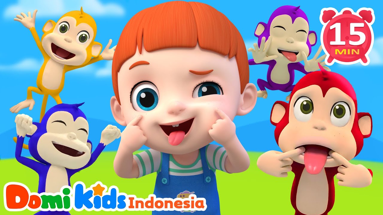 Lima Monyet Kecil 🐵| Koleksi Lagu Hewan untuk Anak | Domi Kids Pesta Hewan