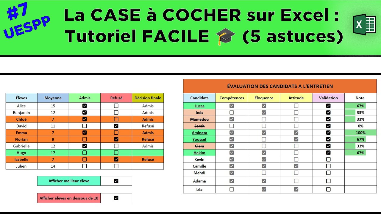 #7 Utiliser Excel à son plein potentiel - la case à cocher.