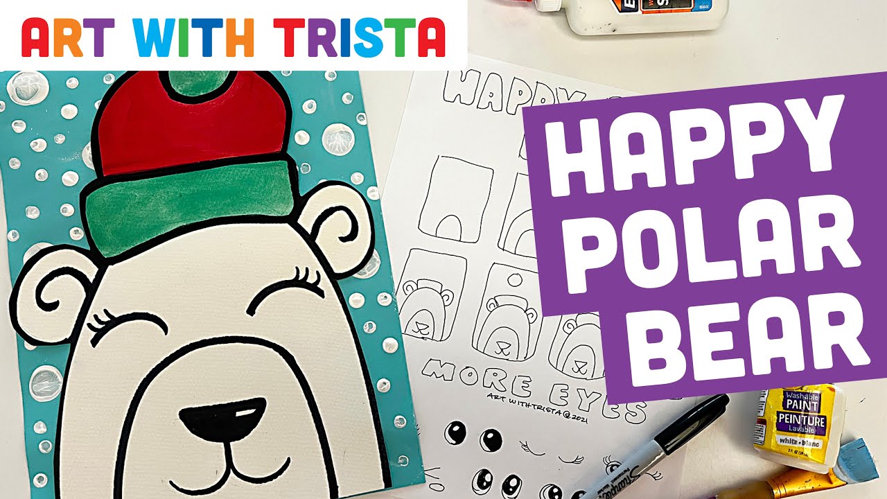 How To Draw a Happy Polar Bear Drawing Tutorial - Art With Trista