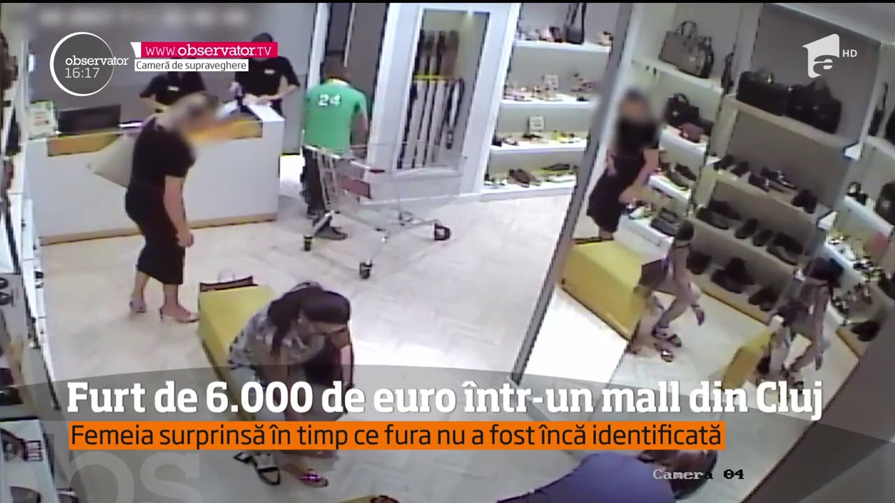 Furt de 6.000 de euro, filmat într-un mall din Cluj