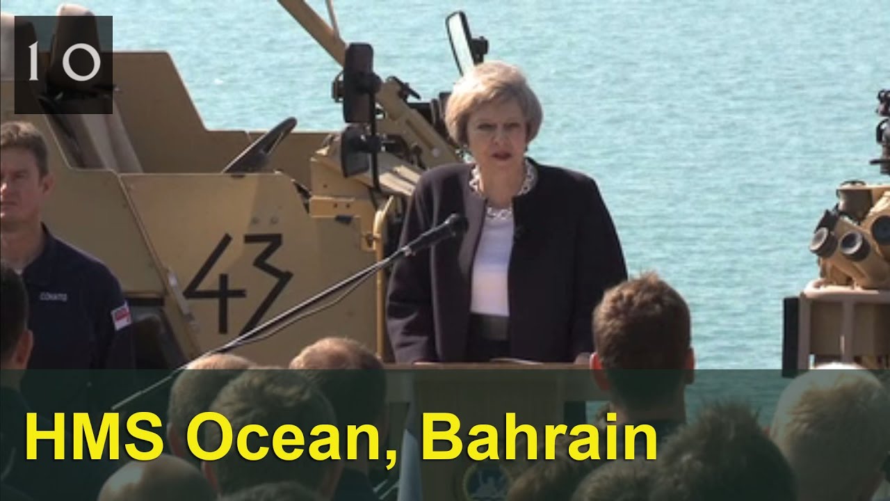 PM speaking to Royal Navy crew on HMS Ocean in Bahrain