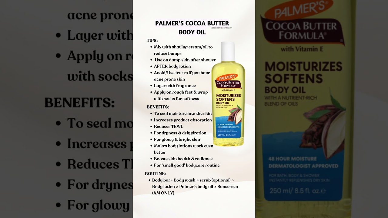 One of my favorite bodycare products; the Palmers cocoa butter body oil. Tips, routine, & benefits