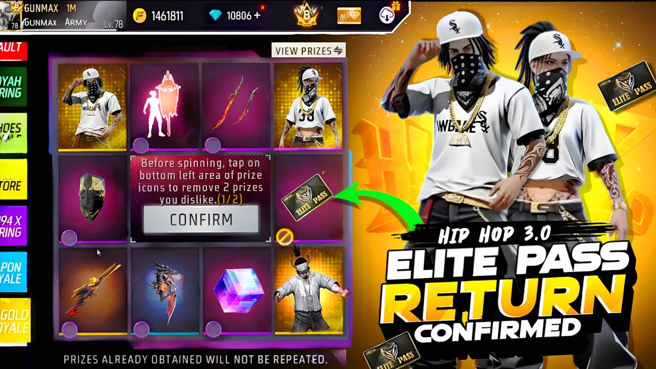 New Elite Pass Coming Soon-💀🔥| Hip Hop Bundle 3.0 Free Fire | Elite Pass Return| Free Fire New Event