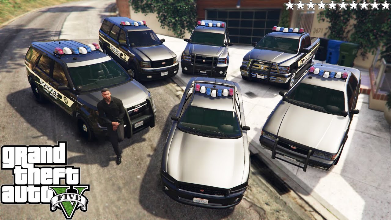 GTA 5 - Stealing Sandy Shores Police Department Vehicles with Franklin! | (GTA V Real Life Cars #36)