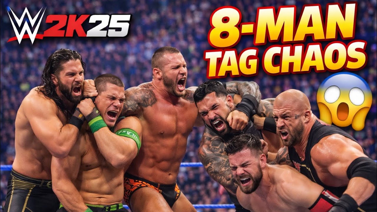 WWE 2K25 8-Man Tag Chaos with Friends – Insane Reversals & Finishers 🔥
