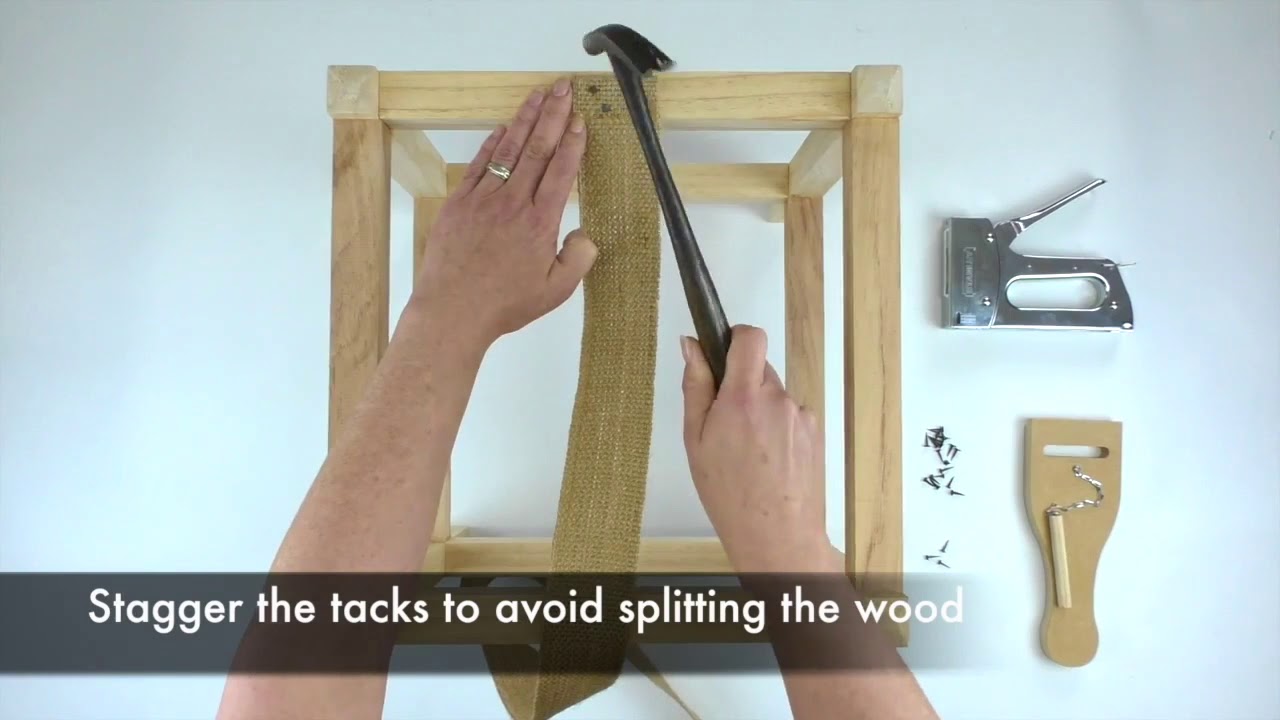 How to use a web stretcher for jute webbing