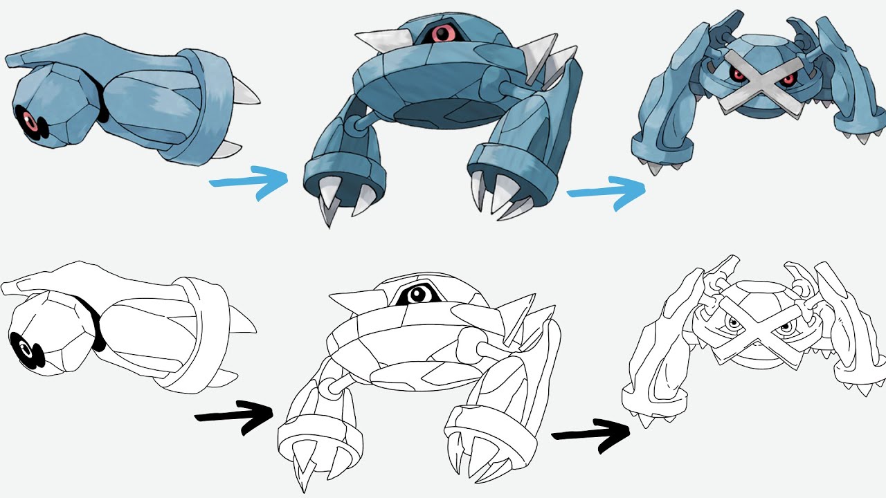 Cómo dibujar BELDUM METANG Y METAGROSS POKEMON | Pokemon Evolution