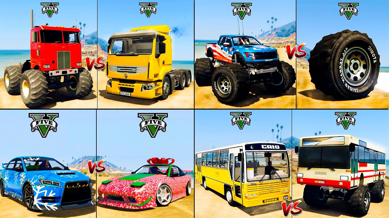 Monster Truck vs Monster Bus vs Big Wheel vs Ice Cream Van vs Super Car - GTA 5 Which Car is Best?