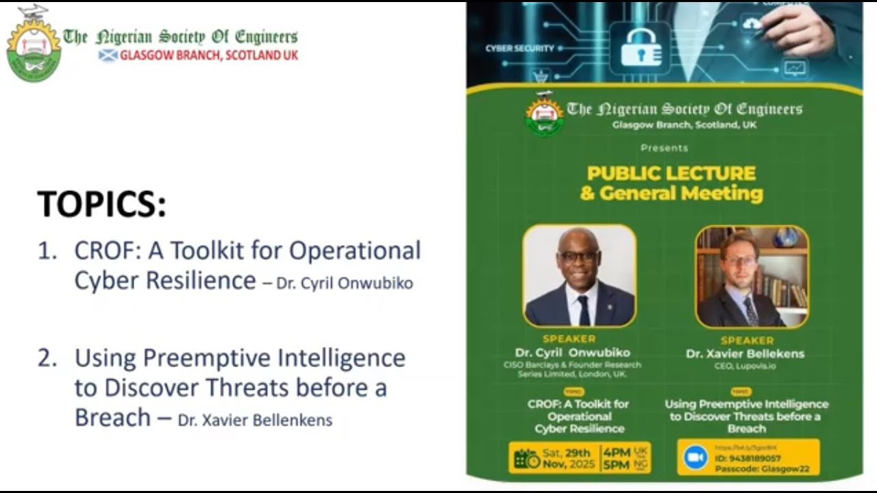 Cyber Resilience & Preemptive Threat Intelligence | NSE Glasgow Public Lecture (Webinar Recording)
