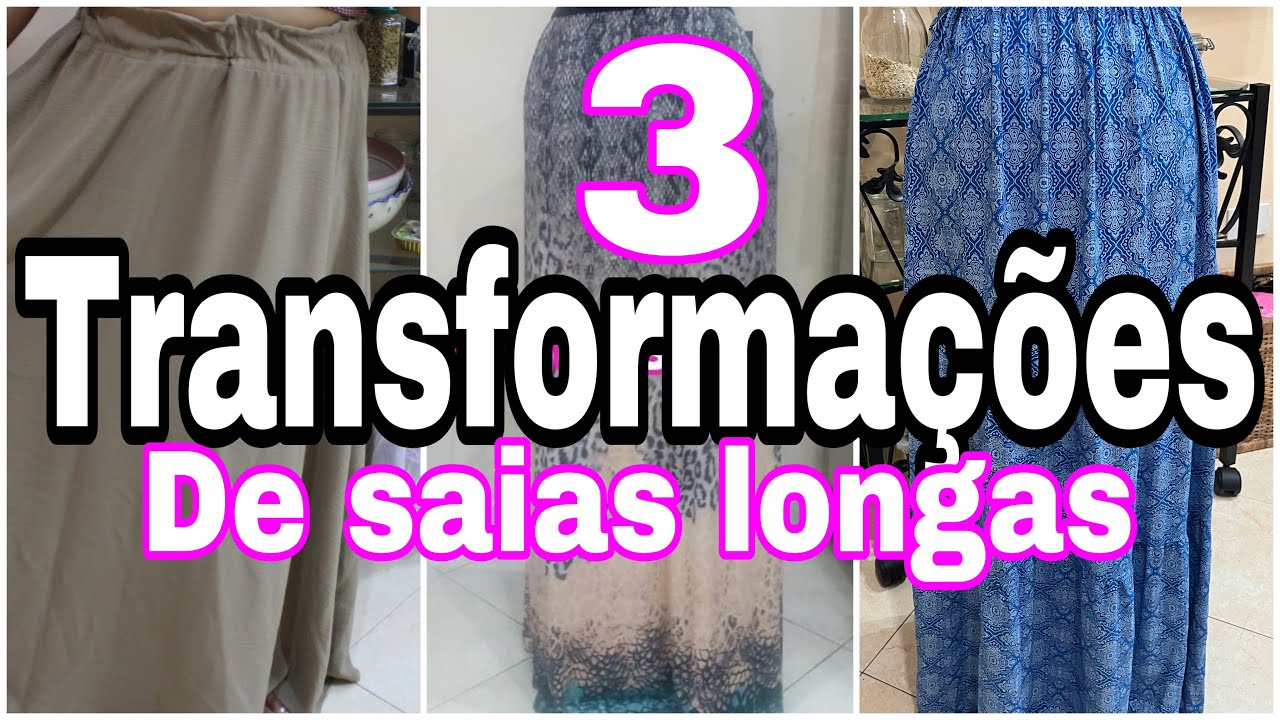 Tutoriais rapidas / Como transformar saias longas em blusa, short, saia e vestido /
