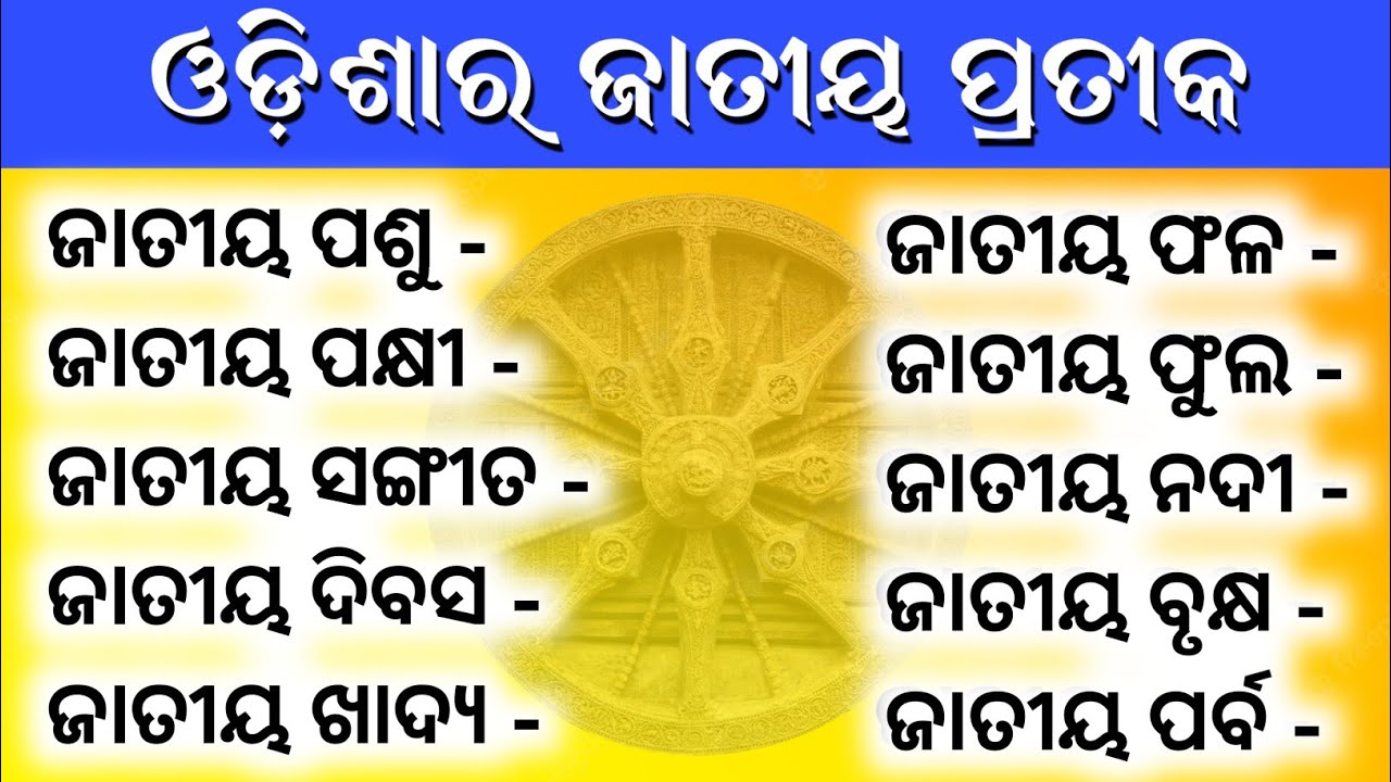 State Symbols of Odisha | Odishara Jatiya Pashu | National symbols of india gk questions in odia