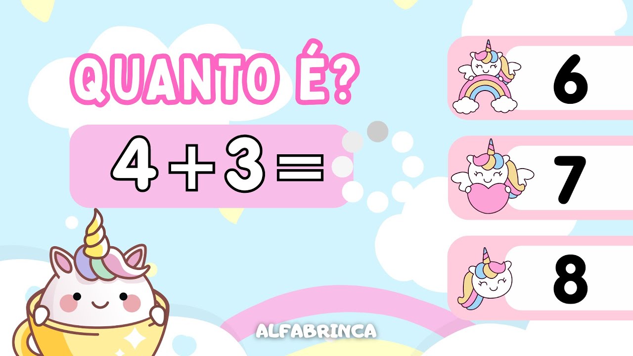 Quiz da Adição - Aprender a somar - Resolver contas de matemática - Matemática para crianças