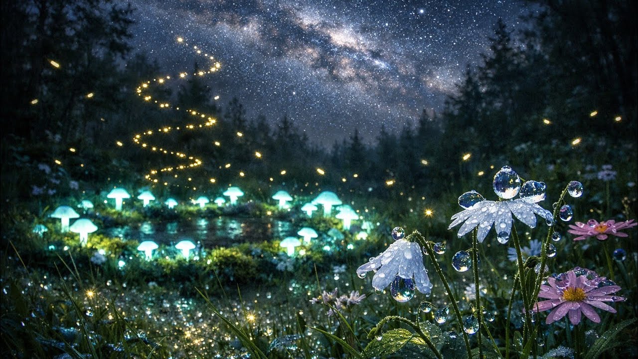🌧️ 별숲에 비가 내리는 밤 | 수면 피아노 & 빗소리 3시간 | Rain in Starlit Forest・星の森に降る雨