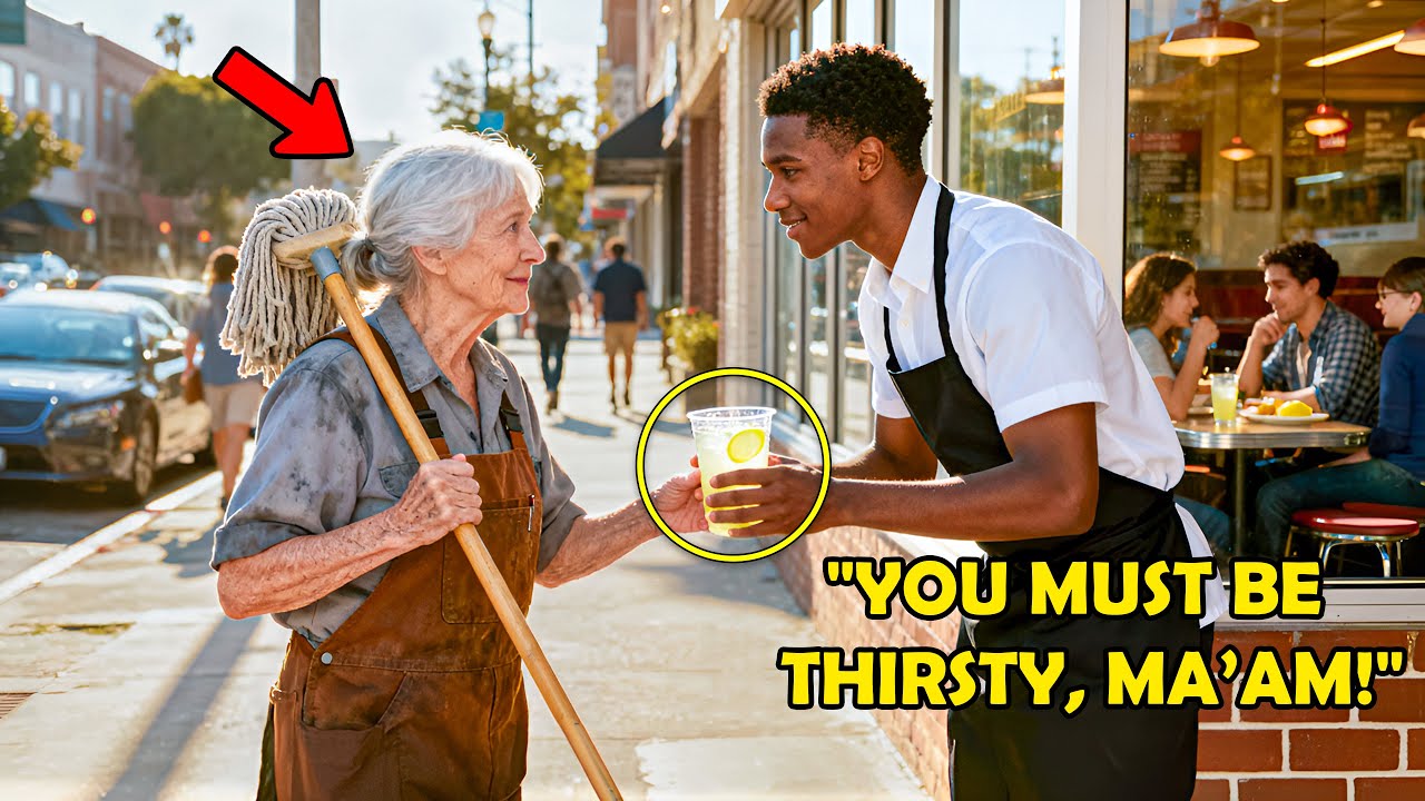 Poor Waiter Notices an Old Woman Working in the Sweltering Heat, He Buys Her a Glass of Water and…