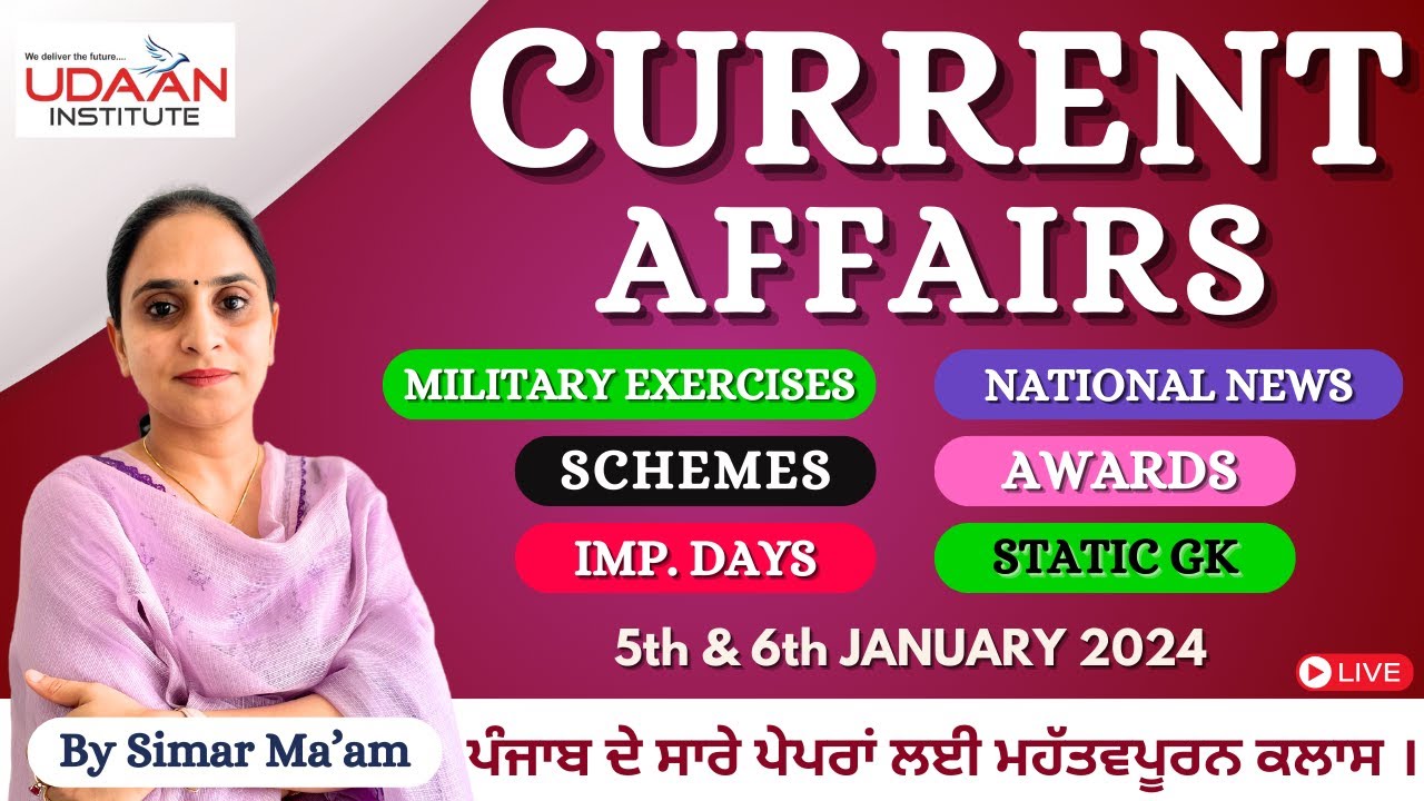 5th & 6th January Current Affairs 2024 | Current Affairs Today By Simar Ma'am