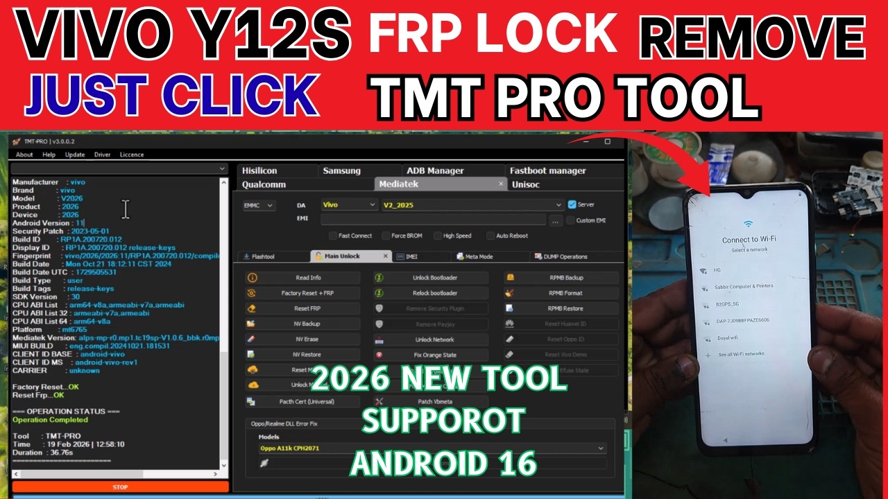 VIVO Y12S FRP Lock Remove By TMT PRO Tool Just Click Done 2026