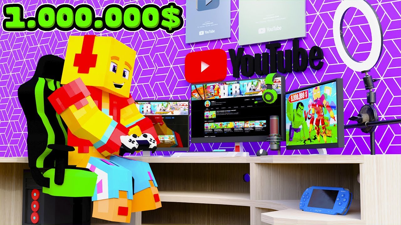 PASO de VAGABUNDO a MILLONARIO *YOUTUBER SIMULATOR en MINECRAFT*