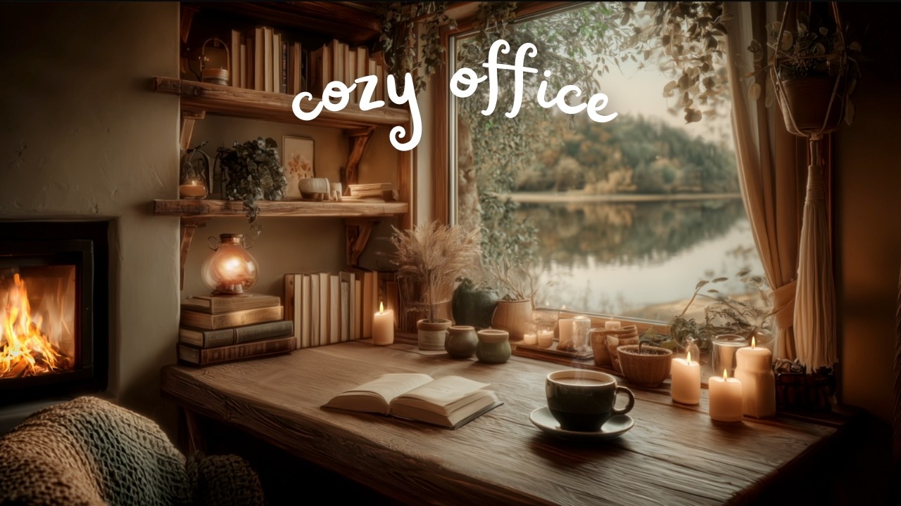 Cozy Ambience for Working, Reading & Studying 🌳 Fireplace & Window View