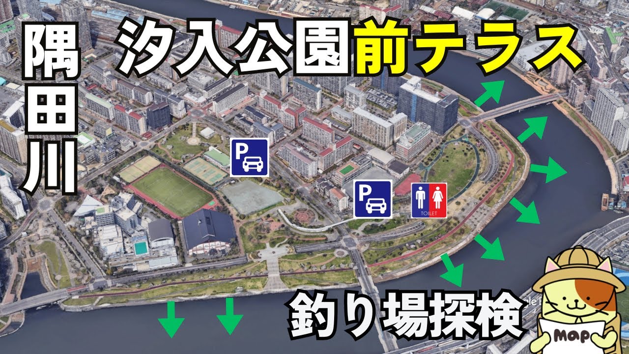 隅田川・汐入公園前テラス釣り場探検｜有料駐車場そば、トイレ完備のシーバスポイント。ただし・・