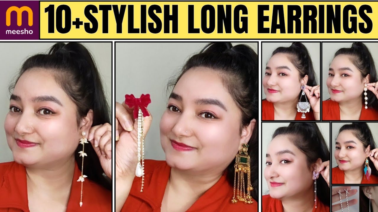 Meesho Long Earrings Try On Haul | Korean, Oxidised, Pearl & Gold Plated Earrings Under Budget 