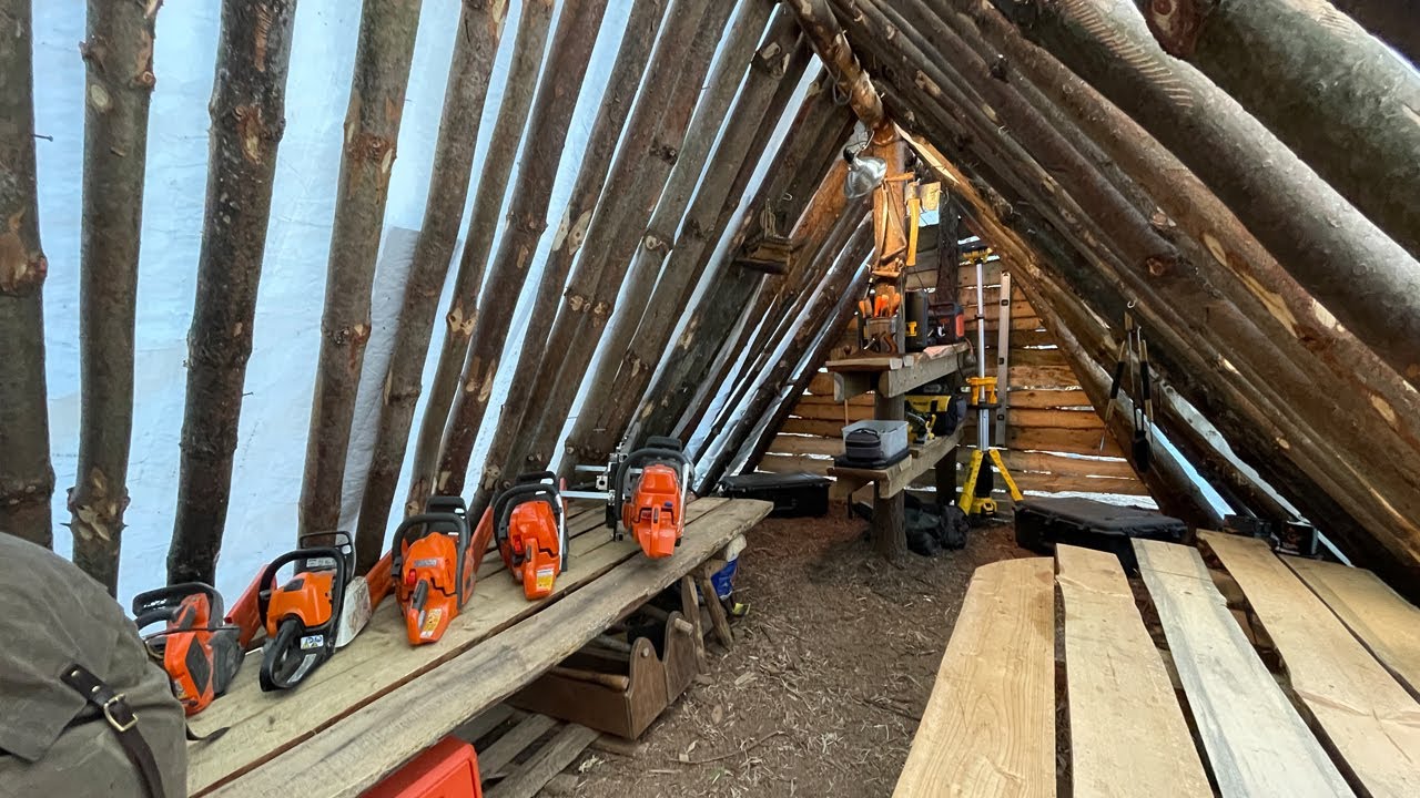 EP13: Inside my 30 foot long cabin building shelter. Bonus Episode!
