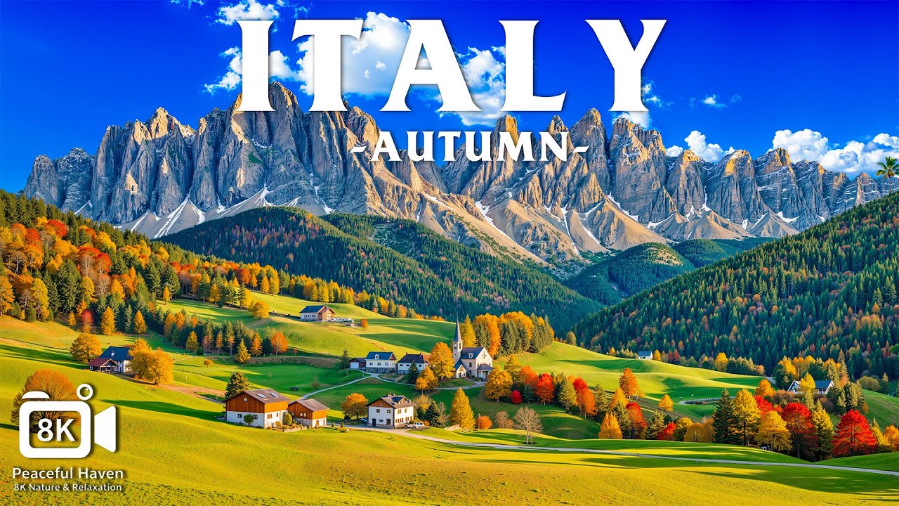 Autumn in Italy 8K 🍁 Tuscan Vineyards, Golden Dolomites & Rome’s Timeless Streets in Fall Colors