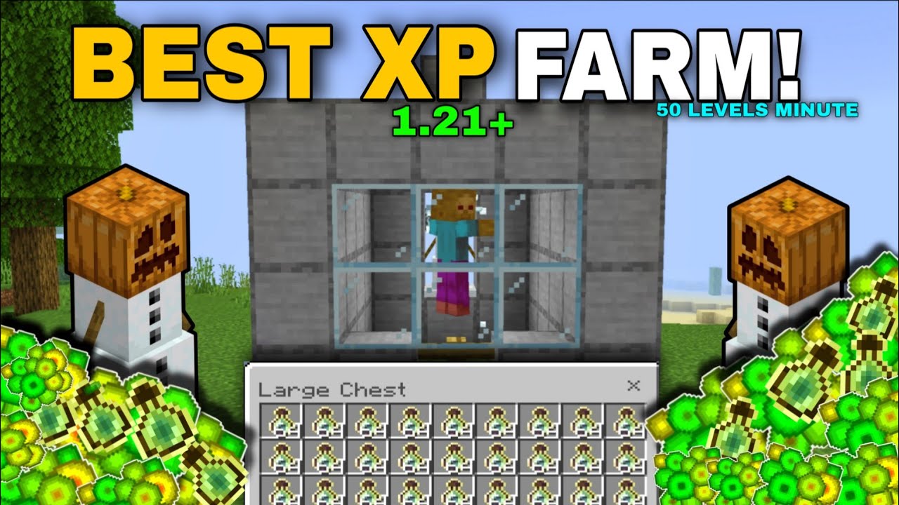 BEST XP FARM EVER!! (50 LEVELS/MINUTE!) In Minecraft Bedrock 1.21