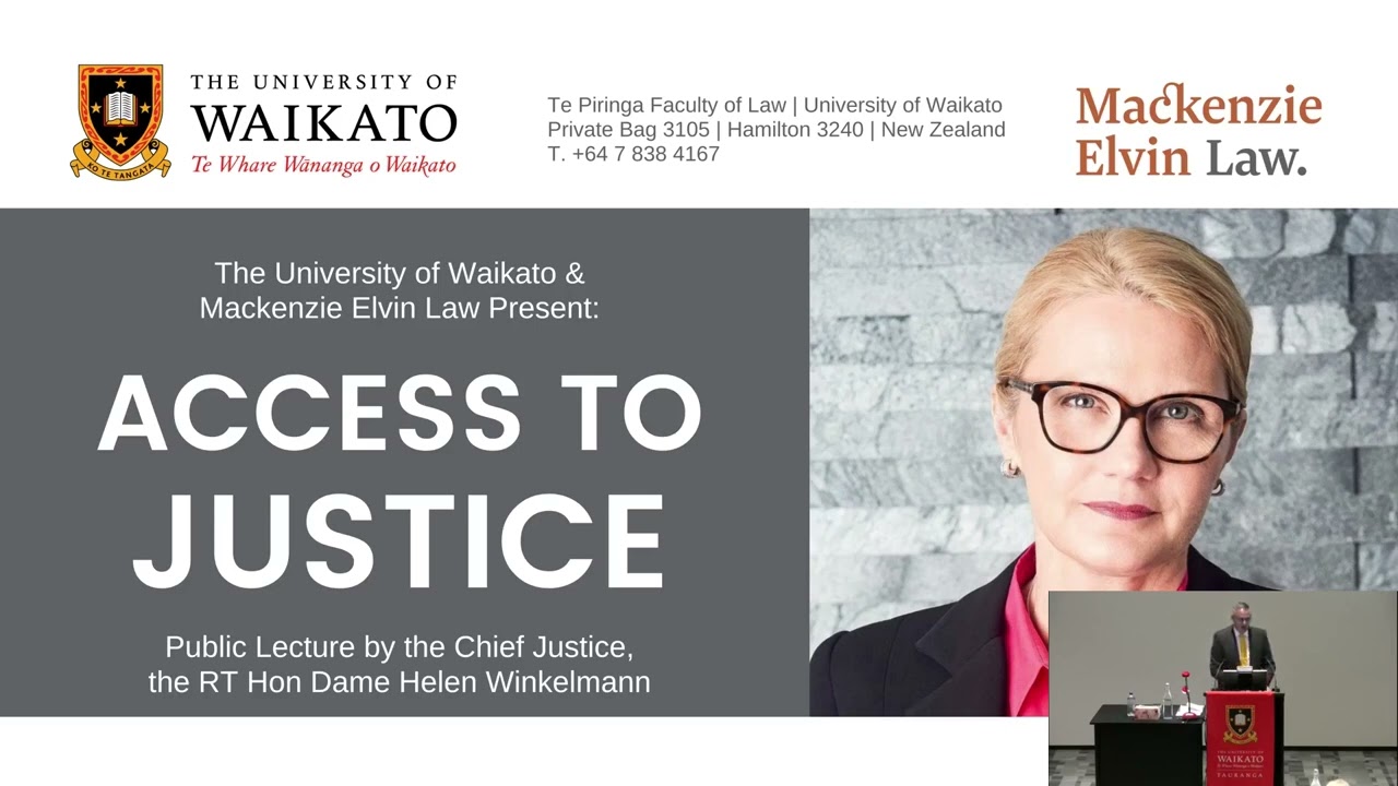 Access to Justice : Public Lecture by the Chief Justice the Rt Hon Dame Helen Winkelmann