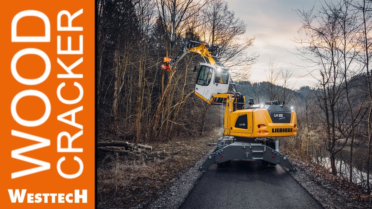 Woodcracker-Anbaugeräte auf einem Liebherr-Bagger LH22 industry