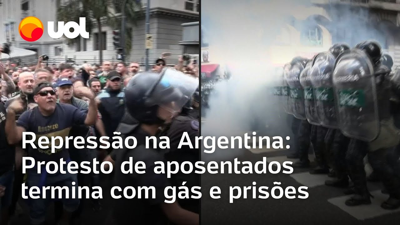Gás, bala de borracha e detidos em protesto de aposentados na Argentina: veja vídeos da manifestação