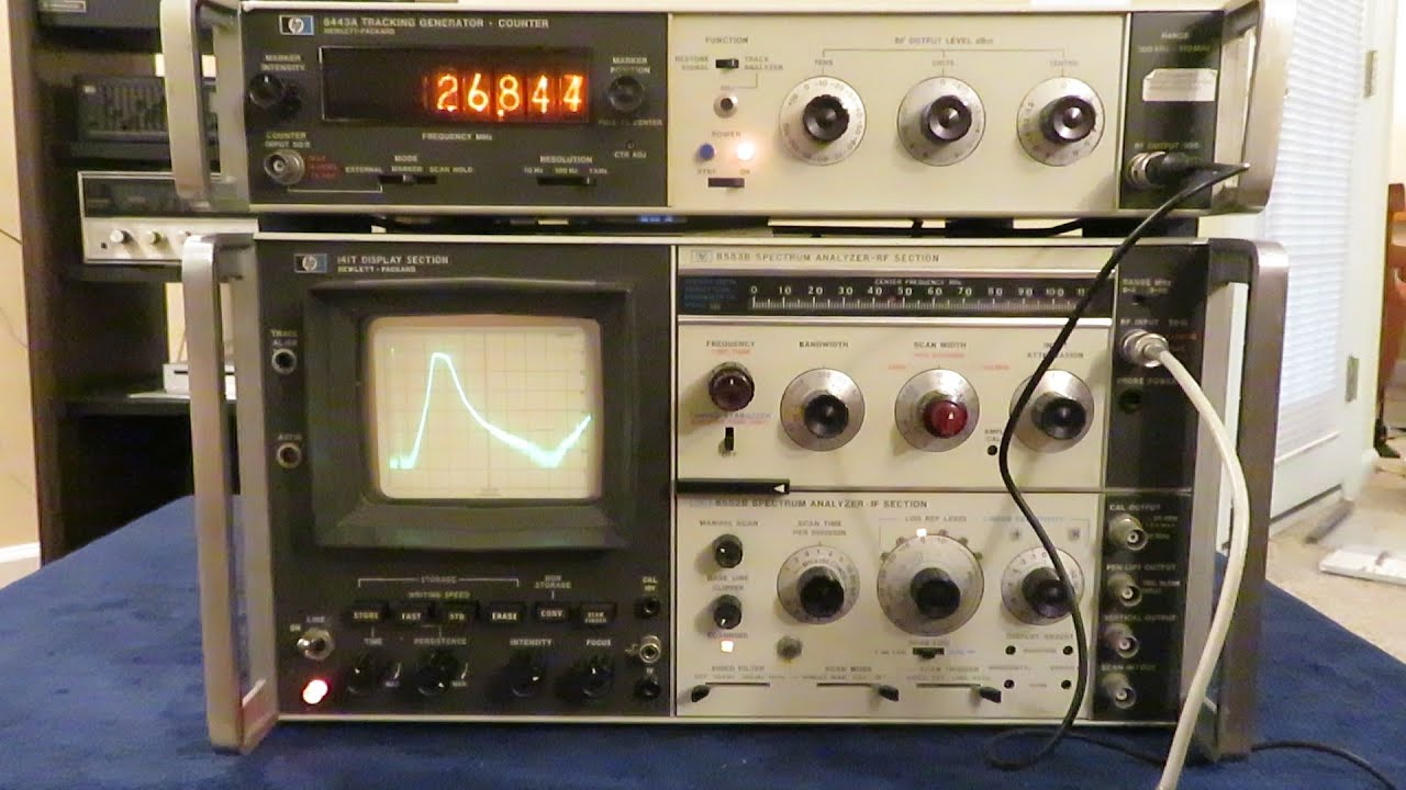 How to use an HP 8443A/B tracking generator counter with a 141T/8553B Spectrum Analyzer