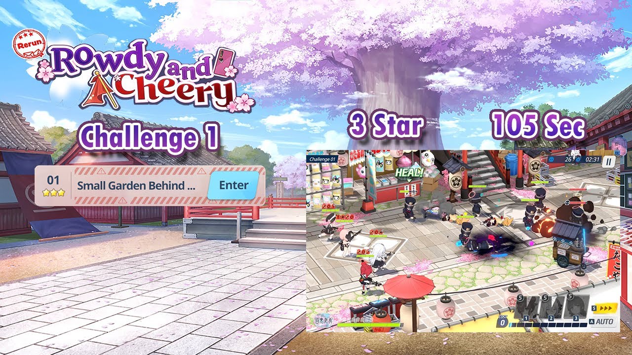 Blue Archive Global - Rowdy and Cheery Rerun Challenge 1 (3 Star & 105 Sec Clear)