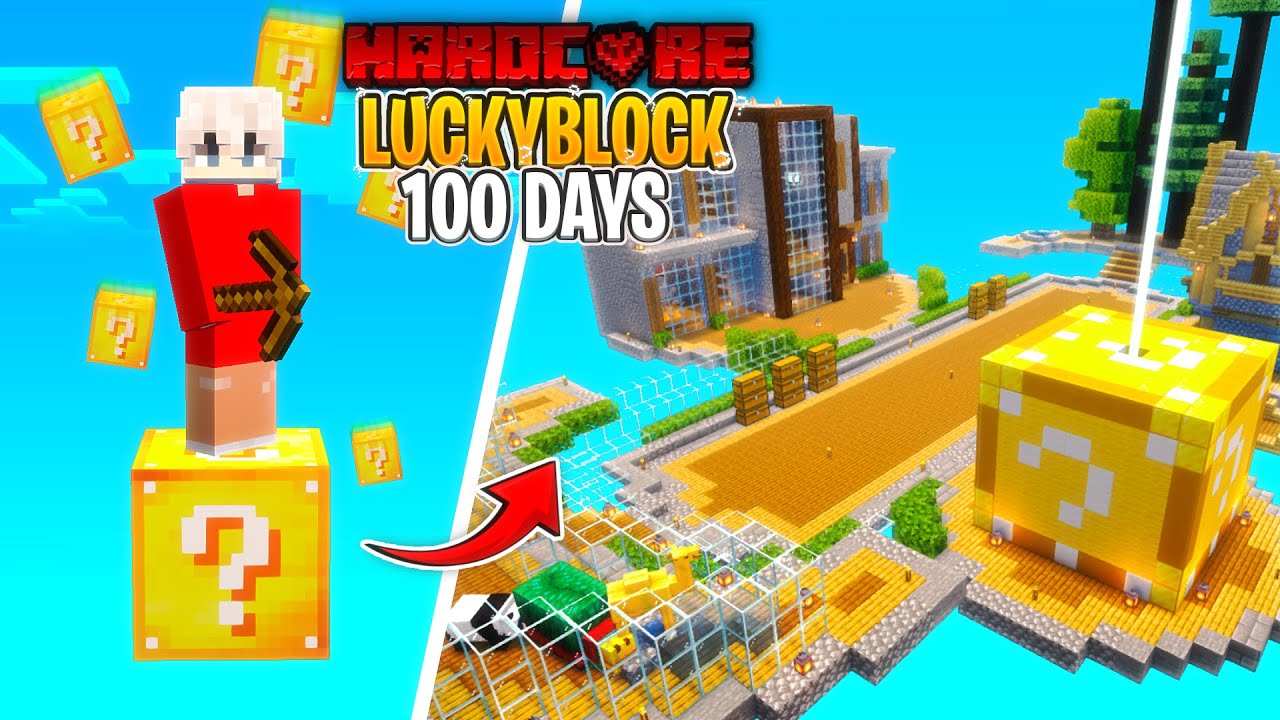 I Survived 100 Days on ONE LUCKY BLOCK in Hardcore Minecraft