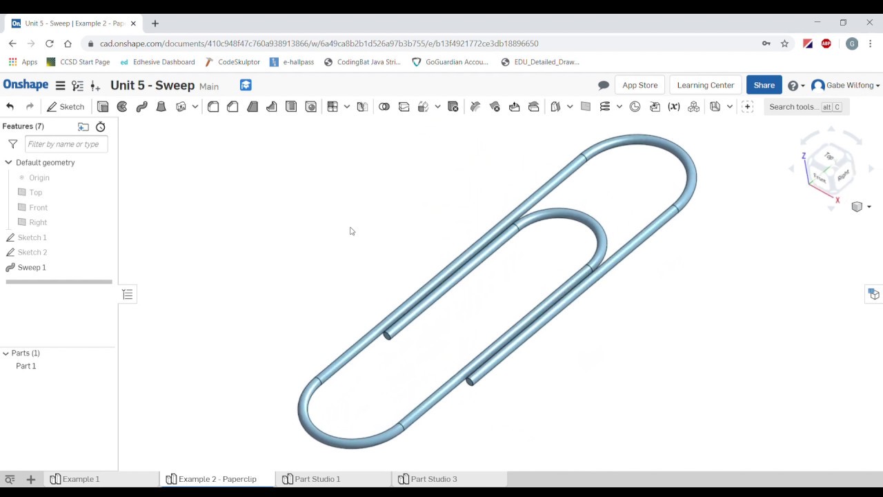 Engr 1 - Onshape - Sweep 2