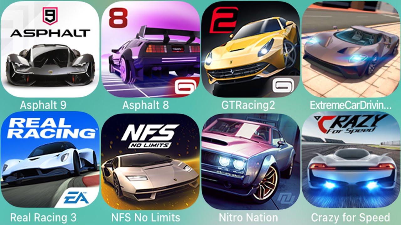Asphalt 9,Asphalt 8,Csr Racing,Csr Racing 2,GTRacing 2,Real Racing 3