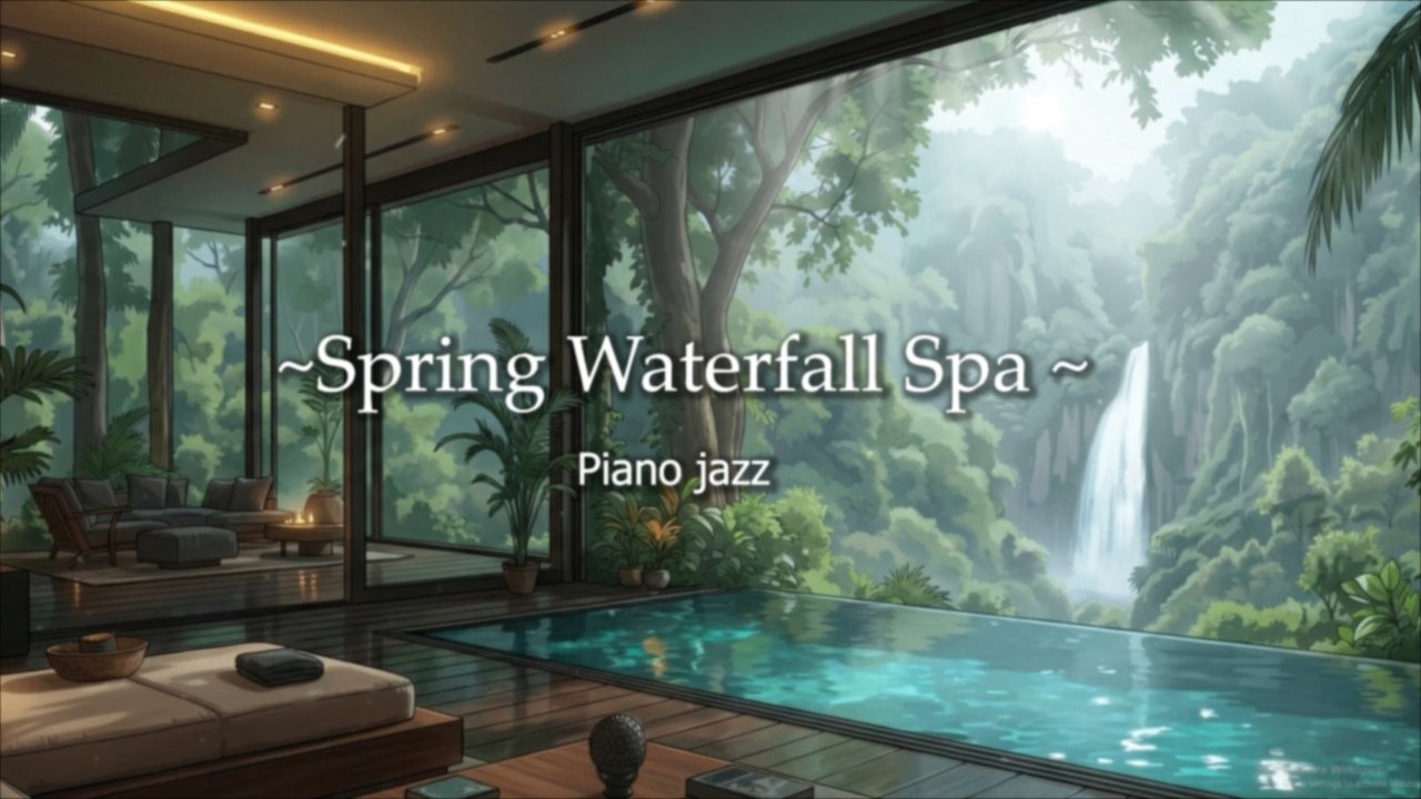 Springtime Waterfall Spa / Piano Jazz for Study and Relaxing